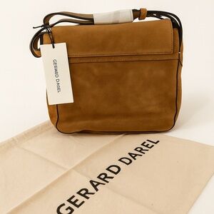 Gerard Darel Tan Suede Messenger Bag with Adjustable Strap